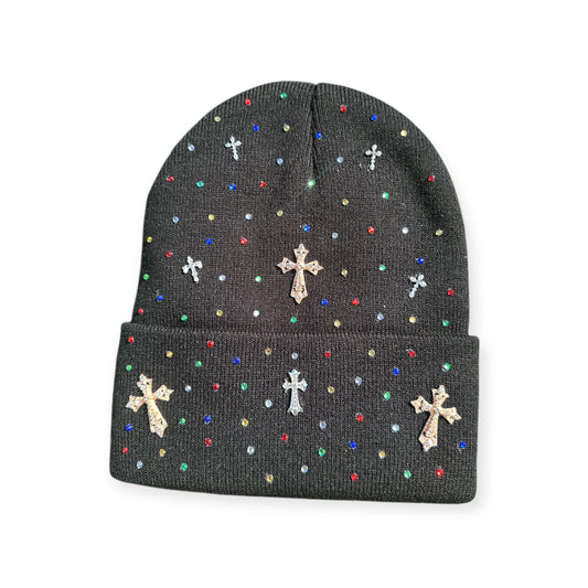 Black Rhinestone Beanie